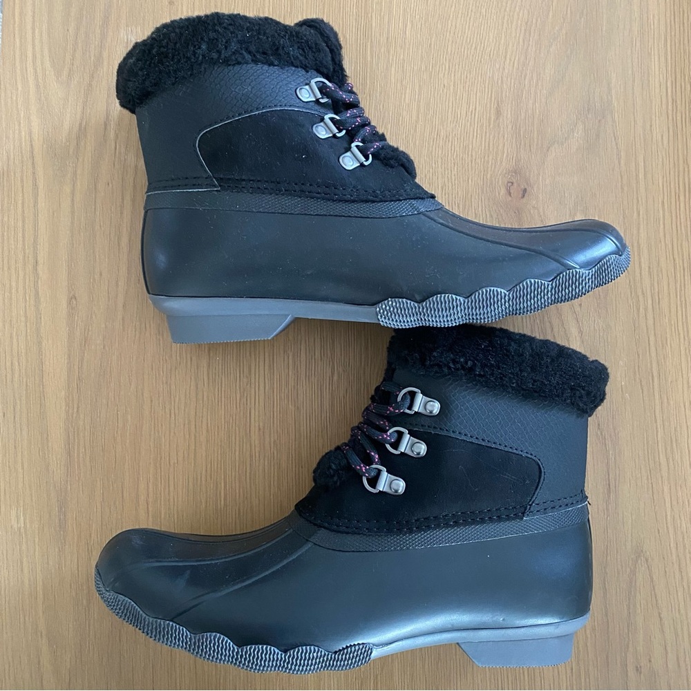 Black Winter Boots with Faux Fur Lining